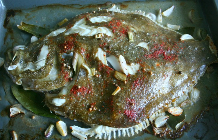 Turbot entier au four
