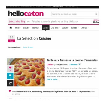 Hello coton tarte aux fraises